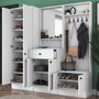 Hanah Home M2 - 1558 Pie de Recibidor Escandinavo Blanco con Cajón y Espejo 179.4x182.8x37.3 cm